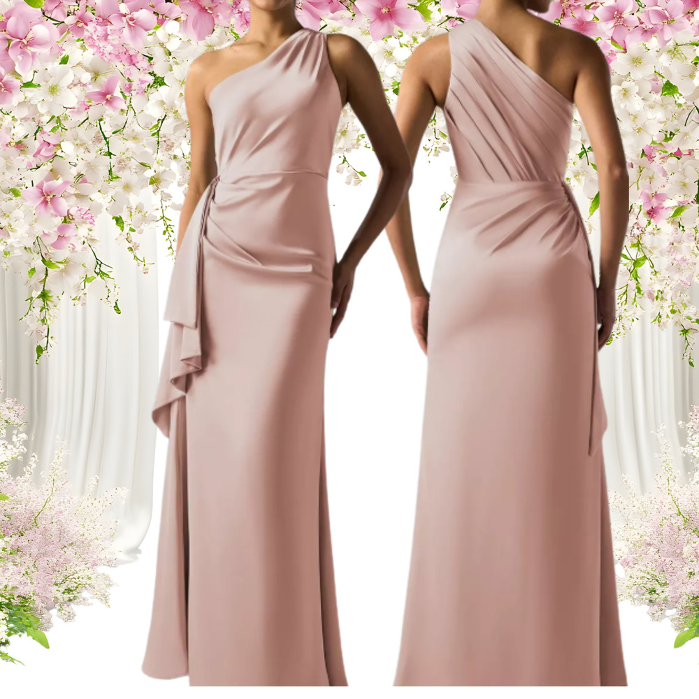AW BRIDAL 8 M pearl pink satin Leighton gala formal party maxi dress NEW 0B13